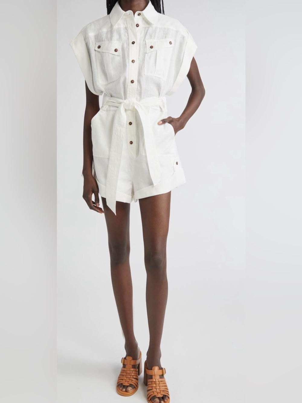 Zimmermann White Linen Safari Romper NWT - Size 1 (US 6/M)